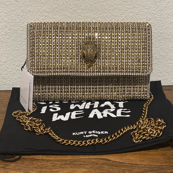 Kurt Geiger Gold Tone Clutch with Chain - Picture 6 of 12